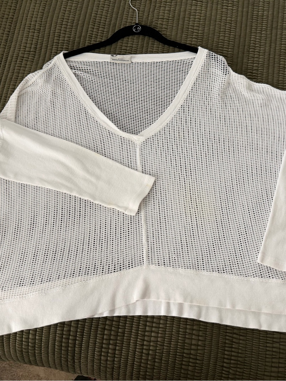 Spirit White Cotton Weave Sheer V-Neck Swim Coverup Size XL